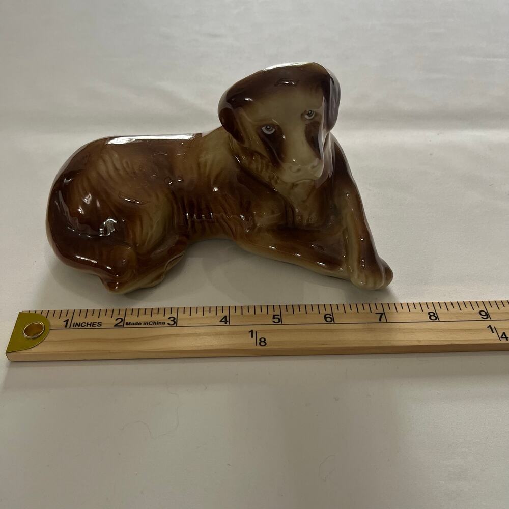 Vintage 1960s Golden Retriever Glazed Ceramic Figure Brazil